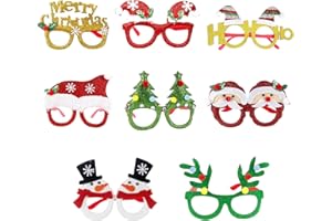 KRISFD Occhiali Di Natale, 6 Pezzi Cornice Per Feste Di Natale Occhiali, Occhiali Di Natale Cornice, Occhiali Decorativi Di Natale Cornice Per Occhiali Di Natale Per Bambini Adulti Per Natale Regali