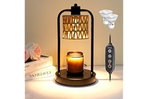 LAOPAO Candle Lamp Warming Light with Timer: Hemp Rope Candle Warmer, 4-levels Dimmable Electric Flameless Candle Heater Lamps Gifts for Women Friend Birthday Christmas, House Warming Presents New Home Decor