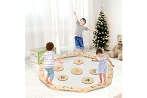 COSYLAND Wooden Balance Beam toddler - Montessori Toy, Toddler Balance Board with Stepping Stones, Indoor Kids Obstacle Course