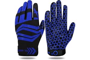 FINGER TEN American Football Gloves for Men Women Ultra Tack Sticky Anti Slip Palm Sport Receiver Gloves, Rugby Gloves Professional Flexible Stretch Protection Waterproof