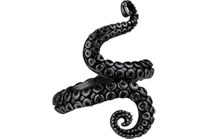 FaithHeart Pierścionek Octopus dla mężczyzn i chłopców, punk, gotycki, ośmiornica w rozmiarze 54-72, stal nierdzewna, pierścionek do tenisa, z wygrawerowanym tekstem, możliwość personalizacji