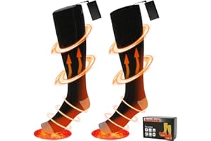 WolinTek Chaussettes Chauffantes,Chaussettes Chauffantes Rechargeables Électriques pour Hommes Femmes,5V 4000mAh,3 Niveaux Chauffage Chaussettes d'hiver Coton pour Ski, à La Chasse
