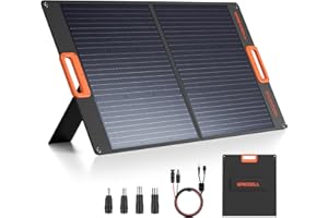 GRECELL 100W Solar Panel for Power Station Generator, 20V Portable Foldable Solar Cell Solar Charger with MC-10 High-Efficiency Battery, Solar Charger Charger for Outdoor Camping RV Hiking