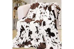 UOOYAA Kuh Decke Kuhmuster Flauschig Kuscheldecke Schwarz Braun, Weich Flanell Fleecedecke Kuhflecken Wohndecke Couchdecke Sofadecke Geschenk für Kuh Liebhaber Tochter Sohn Männer und Frauen