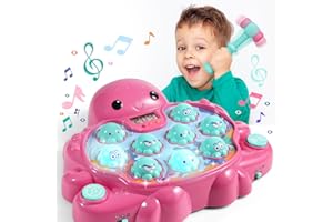 Doloowee Juego de lunares para niños, juego de martillo con efectos de sonido, juego interactivo, regalo para 3, 4, 5 años, niños, niñas, niños pequeños (rosa)