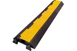 Floordirekt Kabelskyddsmatta - För upp till 20 ton - Överkörningsskydd för kablar, gummikabelbro för parkeringsplatser, lager (Svart-gul, 1 kanal 100x20x4,5 cm - Juno)