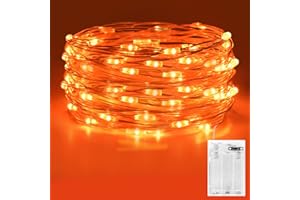 Etopgo Orange Fairy Lights, 5M/50LED Halloween String Lights for Christmas Decorations, Fireplace, Home Decor - Battery Operated
