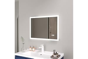 Plumbsys LED Espejo de Baño con Iluminación Luz, Antivaho, Interruptor Táctil, Regulable, IP54 Impermeable 100x70cm