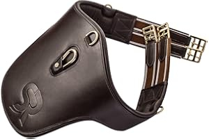 SUNRIDE Stollengurt aus Echtleder für Pferde (Hickstead), mit D-Ring (3X) und Karabiner für Hilfszügel (140 cm, braun)