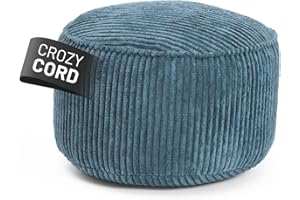 Lumaland Pouf en velours | Pouf compact de 50 l 3 en 1 : tabouret, table basse et repose-pieds | Ø 25 x 45 cm [bleu foncé]