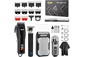 HIENA PRO Maquina de Cortar Pelo Hombre, Kit de Barbería Completo Inalámbrico Recargable Tipo-C con Pantalla LED Cortapelos, Recortador de Barba, Afeitadora de Lámina de Aluminio y Recortador de Vello