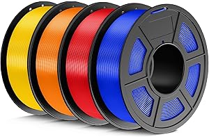 ‎JAYO JAYO PLA Filament 1.75mm 4.4KG, PLA 3D Drucker Filament Bundle, 1.1 kg pro Spule, 4 Spulen, Mehrfarbig für die meisten FDM 3D Drucker(Rot, Blau, Gelb, Orange)