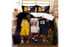 SK-YBB Basketball Bettbezug Set 135x200cm Jungen NBA Spiel Bettwäsche Betten Für Jugendliche Kinder Schlafzimmer (A3,135x200cm 80x80)