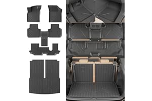 Rongtaod Floor Mats Compatible with 2018-2025 Volkswagen Atlas (NOT for Cross Sport) Trunk Mat Cargo Liner Back Seat Cover 2024 VW Atlas Accessories (Trunk Mat with Backrest Mat+Floor Mats)