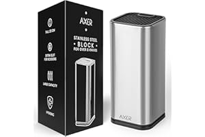 Axer Ceppo Coltelli da Cucina Vuoto - Porta Coltelli Cucina per Oltre 8 Coltelli - Ceppo Portacoltelli da Cucina Acciaio Inox - Ceppo Coltelli Vuoto - Ceppo per Coltelli Vuoto