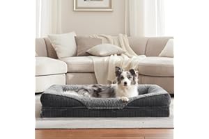 FURTIME Panier Chien Orthopédique De Taille Moyenne, Mousse Mémoire À Alvéoles, Lit pour Chien Amovible, Lavable Et Antidérapant, Coussin À Bords Hauts Et Support Renforcé, 89 * 64 * 18cm