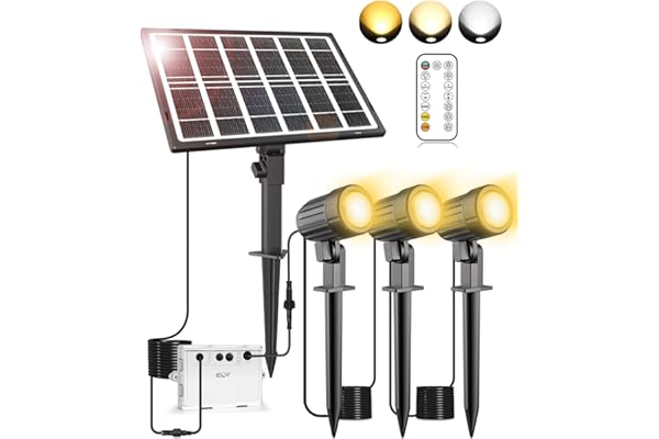 CLY Spot Solaire Exterieur, Lampe Solaire Jardin 2700K-6000K 2 Mode Dynamique Projecteur Solaire 3 luminosité Lumière Solaire Extérieure 5000mAh Eclairage Exterieur IP66 pour Halloween Noël