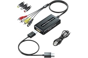PARUIEN Convertidor RCA/Svideo a HDMI con Interruptor de Salida 720P/1080P, Convertidor Svideo a HDMI, AV Compuesto a HDMI Compatible con VHS/DVD/STB/N64/PS2/Wii