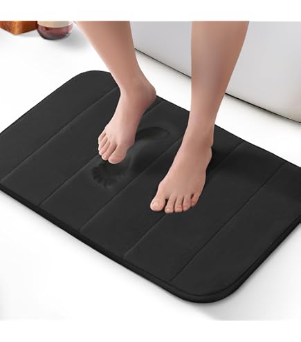 MICRODRY Charcoal Infused Memory Foam Bath Mat – Extra Thick, Non-Slip, Super Absorbent & Machine Washable