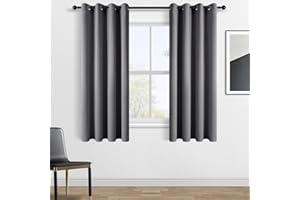 Topfinel Cortinas Salon Modernas Termicas Aislantes Opacas con Ojales para Cocina Habitacion Infantil Dormitorio 2 Piezas Gris Oscuro 140x145