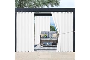 DIVA EN CAMINO DEC Water Proof Outside Curtains with Grommet Top for Porch, W84 x L84 Thermal Insulated Washable Light Block Outdoor Divider Drapes for Patio Gazebo Deck Pool Area Pergola Cabana (2 Panels)