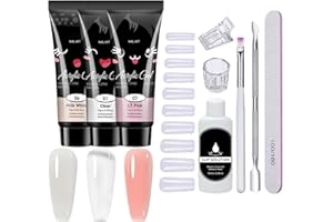 Bkljkf Uñas Poligel Kit Completo, 15 Ml Gel Extensión De Uñas Kit Completo Con UV Lámpara, Gels Extensión De Ongle Para Principiantes Art En Casa