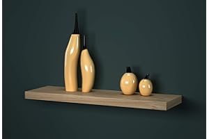 URBNLIVING Urbn-Living Wooden Floating Wall Mount Shelves Display Unit (2 x 80cm, Oak)