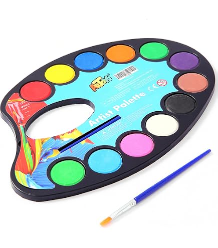 Baker Ross Lot De 5 Palettes De Peinture - 12 Couleurs Chacune - Avec Pinceau - Idéal Enfants Et Écoles