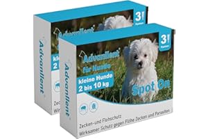 Advanllent Zeckenschutz für Hunde 6 Pipetten, Spot On Hund, Zeckenmittel für kleine Hunde 2 bis 10 kg, Hunde flohmittel entwurmungsmittel für Hunde, gegen Flöhe & Zecken