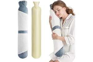 Homealexa 2L Botella de Agua Caliente Grande Larga con Funda - Bolsa Suave del Reino Unido para Cuello y Hombros, 73 x 14cm - Botella Extra Larga para Niños