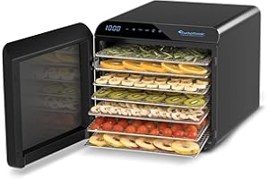 TURBOTRONIC BY Z-LINE TurboTronic Deshidratador de Alimentos - 600W, 7 Bandejas de Acero Inoxidable, Pantalla Táctil, Control Preciso de Temperatura (30°C-75°C), Diseño Moderno, Libre de BPA