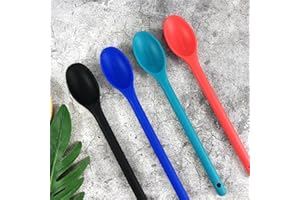 Honatrv 4pz Cucchiaio in Silicone Mestoli Cucina Silicone 30,5x4,7cm Cucchiai Lunghi in Silicone Piccoli Multicolore Cucchiaio Silicone Cucina per Strumenti di Miscelazione Agitazione