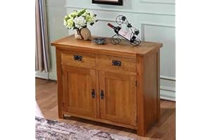 ARPHASLE Sideboard Cabinet Cupboard Storage Furniture 2 Drawers & 2 Doors, Solid Oak Wood Fully Assembled