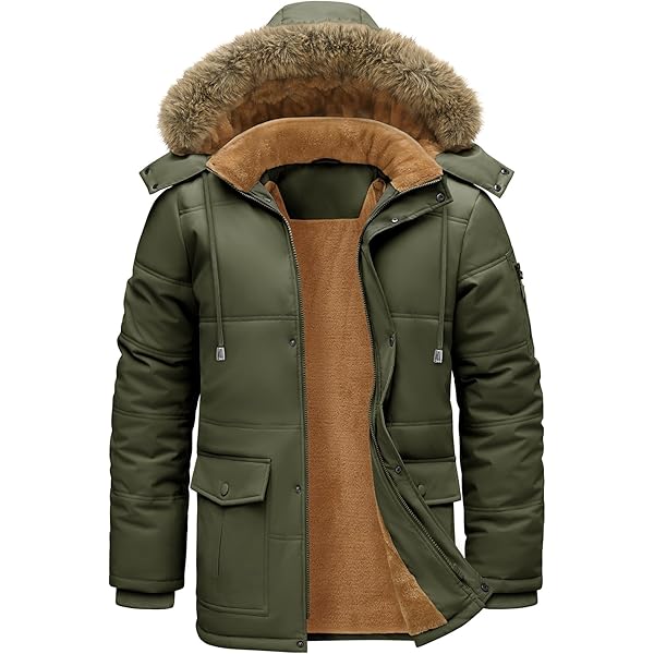thumbnail image 2 of Hooded Parkas Men Winter Thick Mens Jacket Fur Collar Outwear Warm Coat Man Wool 2 of 14