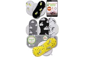 NATISSY Serviette Hygiénique Lavable Bio Coton; Lot de 6 (S+M) Petite Serviette Hygiénique Lavable Nuit FABRIQUÉE EN UE; Protection Hygienique Lavable pour Règles; Serviette Periodique Lavable Reutilisable