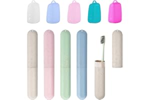 Dreamark Étuis Brosse à Dents Étanches en Paille de Blé pour Protéger Brosse à Dents, Étuis de Brosse à Dent Portable Colorés pour Voyage, avec 5 Capuchons Brosse à Dents