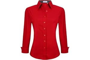 Alex Vando Damen-Hemden Normale Passform Langärmelig Stretch-Arbeitshemd