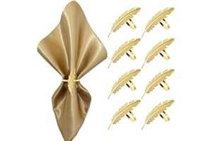 Lvjkes 8 Pezzi Portatovaglioli da Tavola, Forma Fogliare Oro Porta Tovaglioli da Tavolo, Metallo Portatovaglioli, Per Banchetto di Nozze Festa di Anniversario Decorazione della (Oro-3)