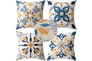 MIULEE 4 Piezas Fundas de Cojín Impermeables Almohadas Fundas de Cojín Oxford para Exterior Salón Cama Silla Habitación Balcón Oficina Dormitorio