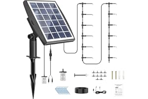JIYANG Solar Automatic Drip Irrigation Kit System,Solar Irrigation System,Garden Plant Watering Device Automatic Watering System With 32FT Hose,Greenhouse Irrigation System with Anti-Siphoning Device