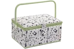 NOTIONSLAND Sewing Kit Basket, Large Sewing Box for Storage & Organization, Built-in Pin Cushion and Interior Pocket, Gift for Christmas, Thanksgiving, Mother's Day, Birthday(White)