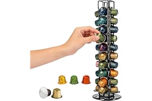 MJFENDAI Kaffekapselhållare för Nespresso 40 kapslar, 360° vridbar förvaring av rostfritt stål, kaffekapslar förvaring för Ne