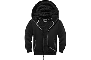 JACKETOWN Jungen Sweatjacke Gefüttert Kinder Hoodie Sweatshirt Kapuzenpullover Fleecejacke mit Kapuze Langarm Warme Winterjacke Classic Pullover mit Reißverschluss