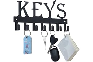 FairyCity Keys Holder for Wall Metal Vintage Keys Hook- Home Decor Key Hanger Decorative with 7 Hooks for Front Door Kitchen and Home Black