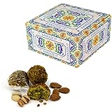 RAREZZE - paste di mandorla siciliana di produzione artigianale al PISTACCHIO con granella, in elegante scatola regalo decora