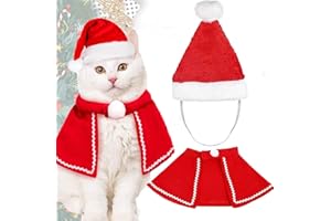 Giaonlgy Vêtements de Noël pour Animaux de Compagnie,Costume Noël pour Chat Chien,Deguisement Chien Noel,Noël Costume Chat,Costume de Noël pour Animal avec Une Cape Réglable et Bonnet de Noël