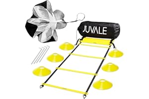 Ensemble d'Equipement d'Entraînement Vitesse et Agilité, avec 6 Cônes, Parachute de Résistance pour Football, Training, Dribble, Foot