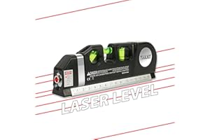 8 in 1 Tuulkit Multi-Purpose Laser Level-3X Spirit Levels 3X Red Laser Pointer 2.5m Tape Measure 6 Inch Ruler -DIY- Horizon Vertical Measuring Tape Aligner – Lazer Levels Self Levelling Metric Rulers