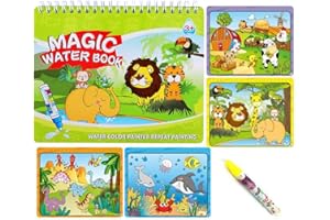 Sipobuy Magic Water Drawing Book Agua Libro para Colorear Doodle con Magic Pen Tablero de Pintura para niños Educación Dibujo Juguete (Animal World)