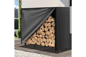 Kendane 4FT Firewood Log Rack with Waterproof Cover – Heavy Duty Log Stores Outdoor and Indoor Metal Storage, Large Capacity (122 x 30.5 x 100CM), 600D Oxford Cover for Garden, Patio